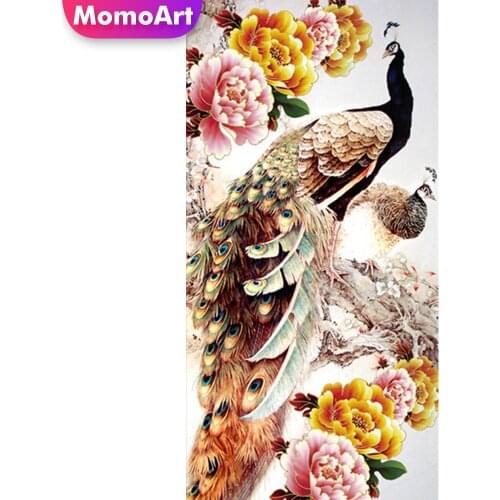 MomoArt Diamond Embroidery Peacock Animal Diamond Mosaic Cross Stitch Kits Painting Flower DIY Full Square Drill Home Decor