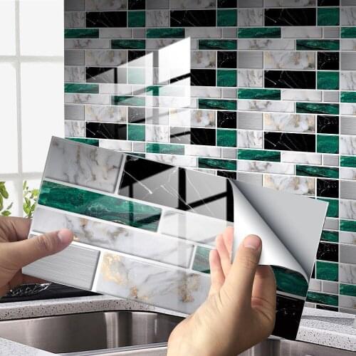 Marble Crystal Tile Wall Sticker Self Adhesive Floor Vinyl Sticker Home Kitchen Renovation Stove Oil Proof Baffle Mural Decal