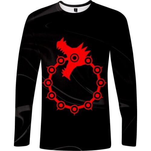 Seven sins print 2019Stranger Things Long sleeve cotton T-shirt Men women Hip Hop Tracksuit Harajuku Black funny streetwear