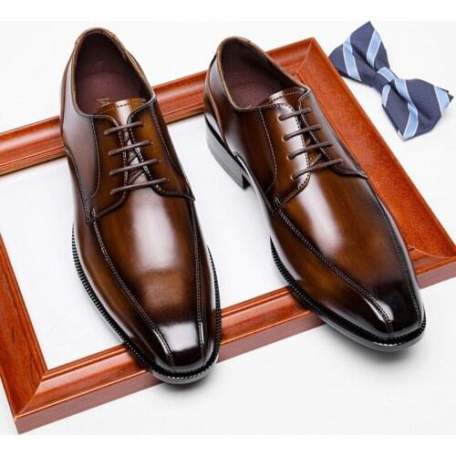 Pointed Toe Mens Formal Shoes Genuine Leather Oxford Shoes For Men Black 2021 Dress Shoes Wedding Shoes Laces Leather Zapatos