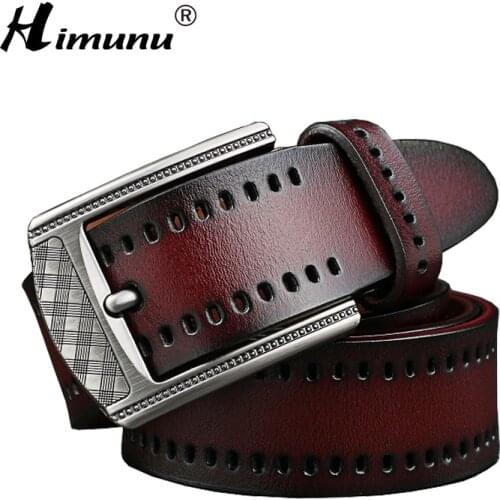 [HIMUNU] 2019 Top cow Genuine Leather Mens Belt Designer Belts Men High Quality Pin Buckle Man Luxury Strap MU02