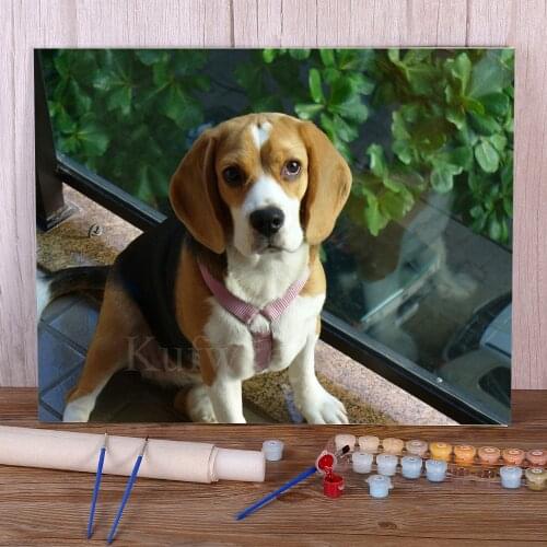 Animal Dog Beagle DIY Painting By Numbers Complete Kit Acrylic Paints 40*50 Painting On Canvas Handmade For Kids Handiwork