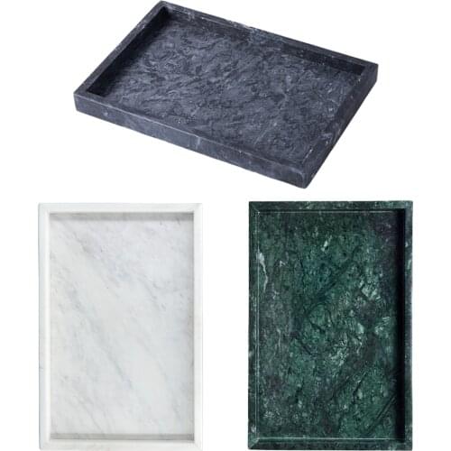 Natural Marble Stone Organizer Coffee Table Kitchen Vanity Cosmetics Tray