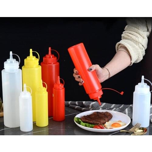 PE Ketchup Squeeze Bottle Condiment Squeeze Bottles for Sauce Vinegar Oil Ketchup Gravy Cruet Kitchen Gadget