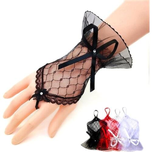 Semi Sheer Mittens Bride Wedding Golves Spring Summer Women Gloves Stretchy Sexy Lace Tulle Mesh Elegant Lady Driving Gloves