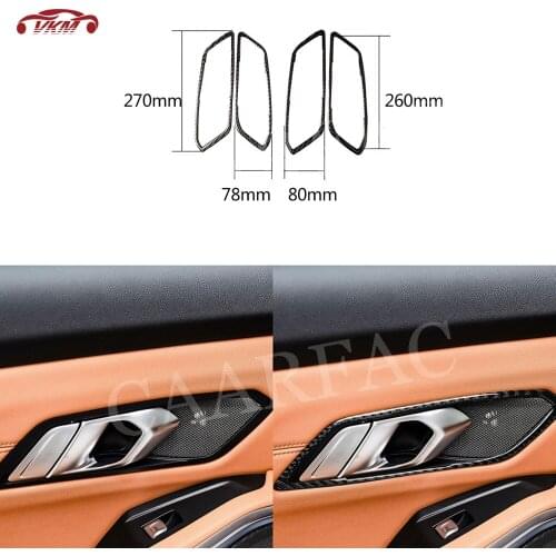 4 PCS/Set Carbon Fiber Car Door inner Handles Bowl Decorative Frame Cover Trim Stickers For BMW G20 G28 2019 2020