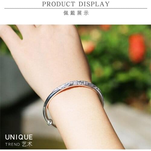 Carving Flower Retro Silver Color Bracelet Fashion Elegant Originality Simple Bracelet Charm Women Jewelry Party Lover Gift