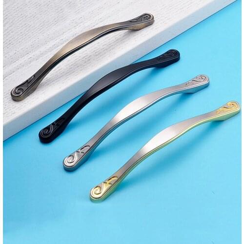 Door Pull Drawer Handle Metal Zinc Gold Black Silver Furniture Cabinet Kitchen Cupboard Wardrobe Dresser Closet Hardware Handle