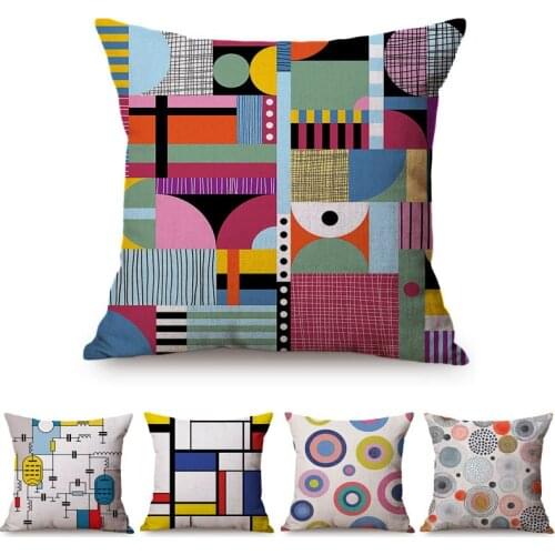 Colorful Geometric Pillow Cover Scandinavian Home Decor Cushion Cover Cotton Linen Throw Pillows Pillowcase Pillowsham 45x45cm