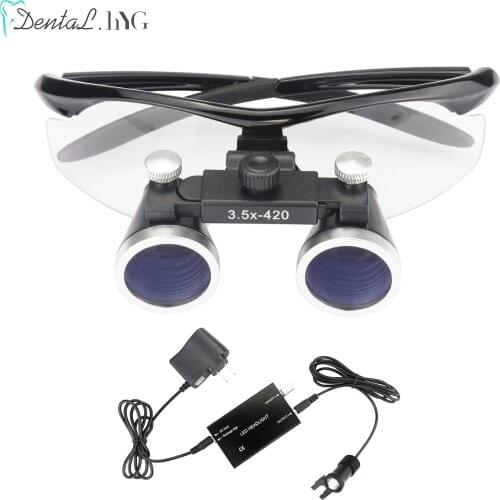2.5X/3.5X 420mm Dental Loupe Magnifier Binocular Magnifier Surgery Surgical Medical Operation Loupe with Spotlight Headlight New