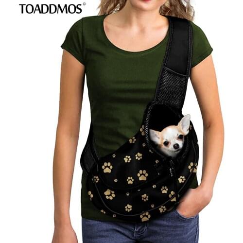 TOADDMOS Cute Dogs Footprints Design Black Travel Portable Breathable Mesh Pet Dog/Cat Carrying Messenger Bags Dog Accessories