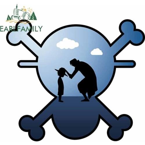 EARLFAMILY 13cm x 11.8cm for Luffy & Shanks Car Stickers Waterproof Anime One piece Logo Decals Vinyl Car Wrap Scratch-Proof