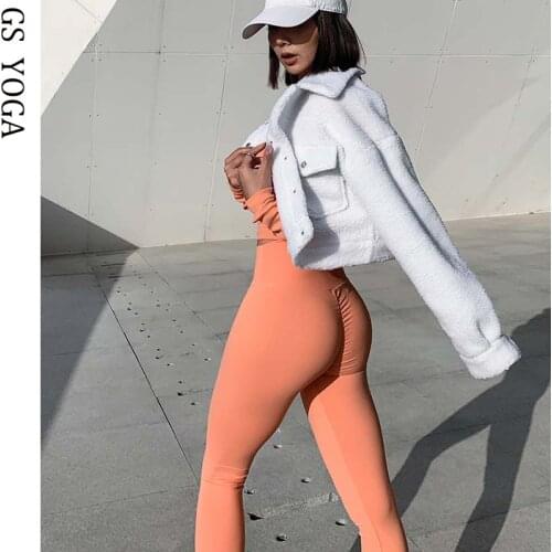 Women Candy color Booty Scrunch Sport Leggings Push Up Fitness pant Jogging Femme High Waist Sport Pants Workout clothes