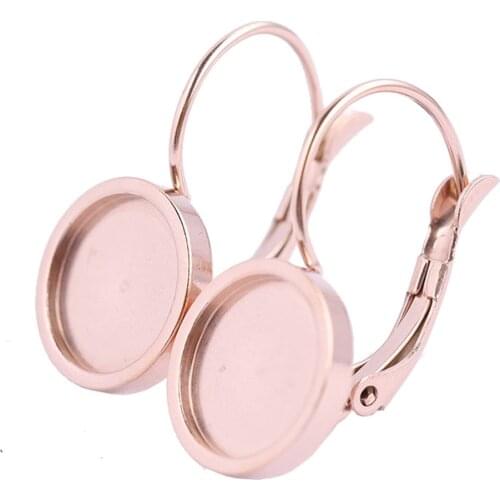 20pcs Stainless Steel Gold Plated Lever Back 10mm Cabochon Earring Base Setting Blanks Diy Accessories For Earrings Supplies