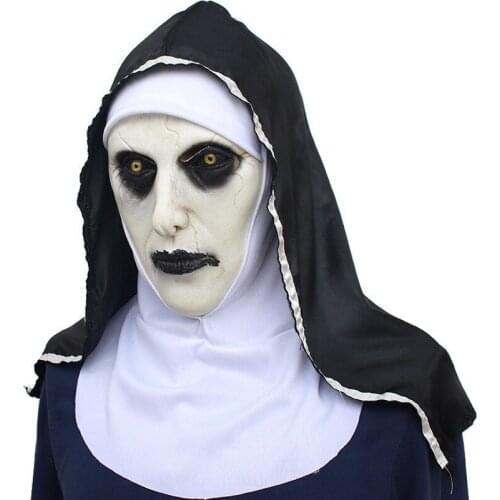 2021 The Nun Horror Mask Cosplay Valak Scary Latex Masks with Headscarf Full Face Helmet Halloween Party Props