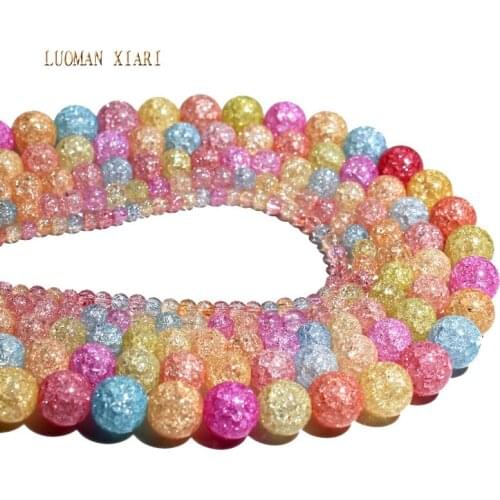 AAA+ Wholesale Natural Colorful Crack Crystal Beads For Jewelry Making Stone DIY Bracelet Necklace 4mm 6mm 8mm 10mm 12mm 15.5