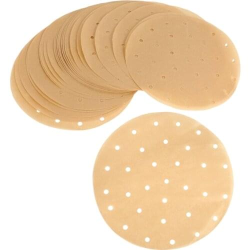 AD55 100pcs Unbleached Air Fryer Liners,22.8cm Bamboo Steamer Liners,Silicone oil paper Rounds Perfect for 5.3 & 5.8 QT Air Frye
