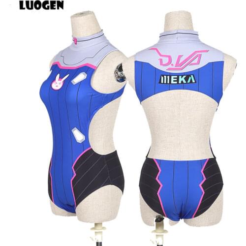 2018 Halloween Cosplay Costume Sexy Game OW D.VA Dva Anime Swimwear Women One Piece Japanese School Swimsuit SUKUMIZU Wholsale