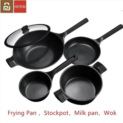 Huohou NonStick Super Platinum Frying Pan Wok Stockpot Milk Pan Durable Easy to Clean Temperature Reminder for xiaomi Kitchen