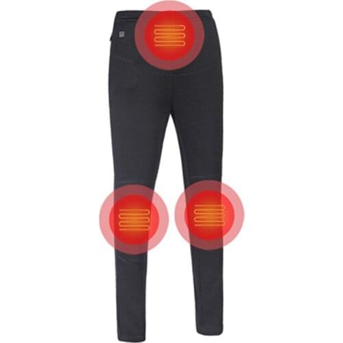 Women Men Heated Pants Winter Outdoor Hiking Heating Trousers Slim USB Electric Heated Pants Fleece Lined Thermal Trousers