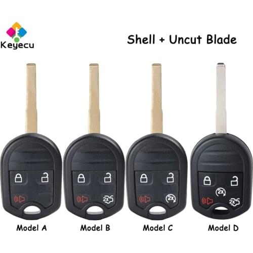 KEYECU Replacement Remote Head Car Key Shell Case Cover With 4 Buttons - FOB for Ford Focus 2012 2013 2014 2015 2016 2017 2018