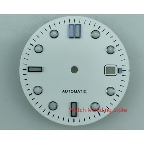 HQ 31mm White/Black Sterile Watch Dial Fit DG2813 Miyota8205 Mov't Sea Master Style Copper With Super Blue Luminous