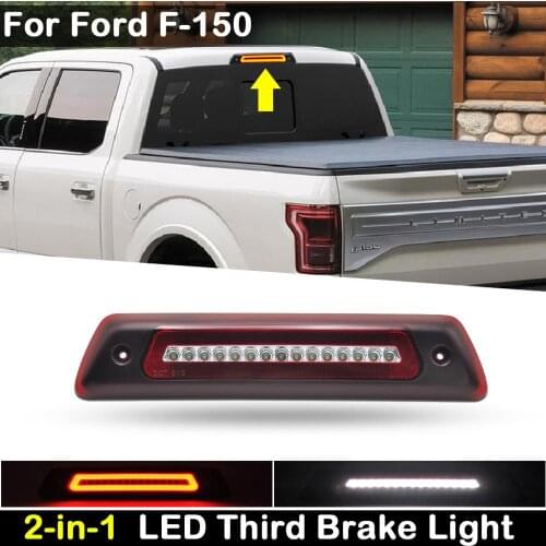 For Ford F-150 2009-2014 Clear Lens or Red+White Lens 2-in-1 Red LED Rear Third Brake Stop Light White Roof Cargo Lamp