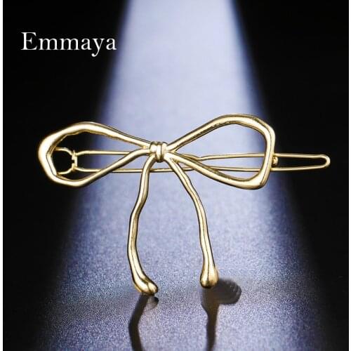 Emmaya Simplicity Style Gold Bow Shape Brooch For Female Charming Decoration Modern Jewelry Fashion Party Gift
