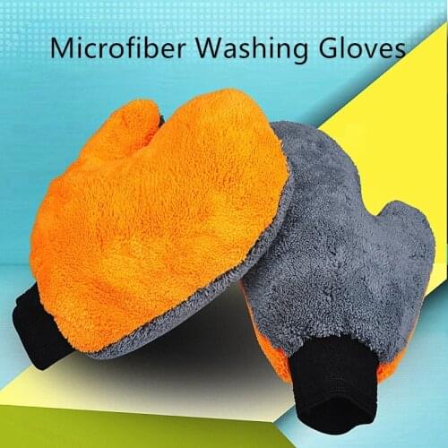 1PC Car Cleaning Wash Tools Microfiber Washing Gloves Auto Care Water Absorption Car-styling Plush Car Absorbancy Gloves