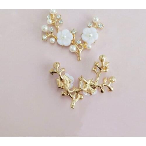 10 PCS 40*46 mm Rhinestone Imitation Pearl Tree Branch Decorations Handmade DIY Jewelry Making Accessories