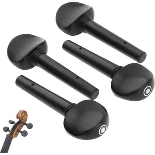 4pcs/lot 3/4 & 4/4 Black Ebony Wood Violin Tuning Pegs Inlay Shell with Open Holes Highly Effective in Pitch Tuning