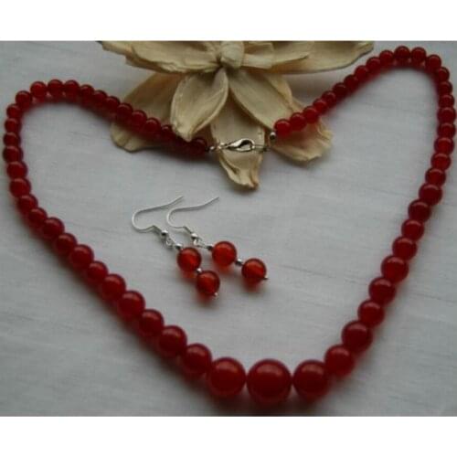 New hot Handmade red ruby natural gem stone jewellery set necklace and earrings