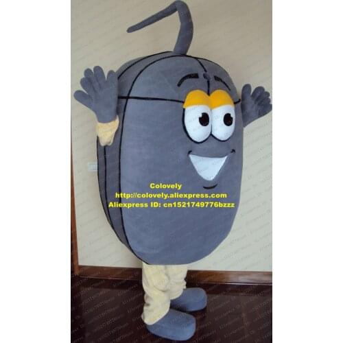Lovely Grey Computer Mouse Mascot Costume Mascotte Adult With Big Yellow Eyes Happy Face Party Outfit Suit No.386 Free Shipping