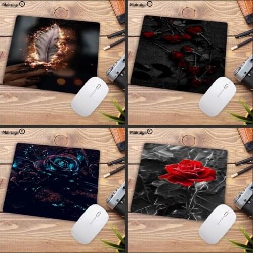 Mairuige Cool Flower Rose Variety Colors Red Black Customize Mouse Pad Mat Keyboard Pad Not Lockedge MousePad Three Size Choose