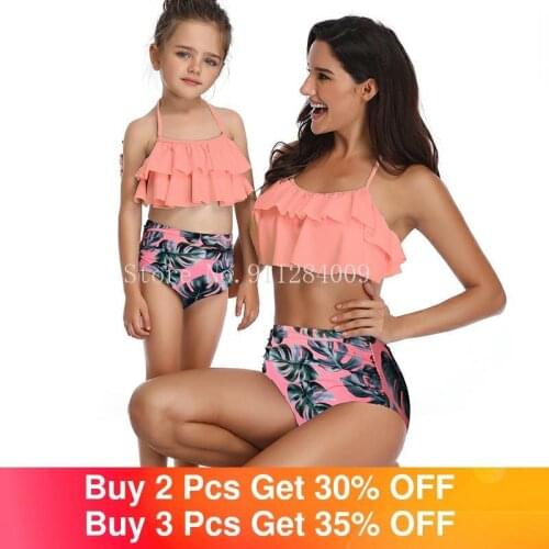 3-12 Years Girls Swimwear New Summer Female Swimsuit Women With Shorts Children Beachwear Bathing Suits Mom and Daughter Clothes