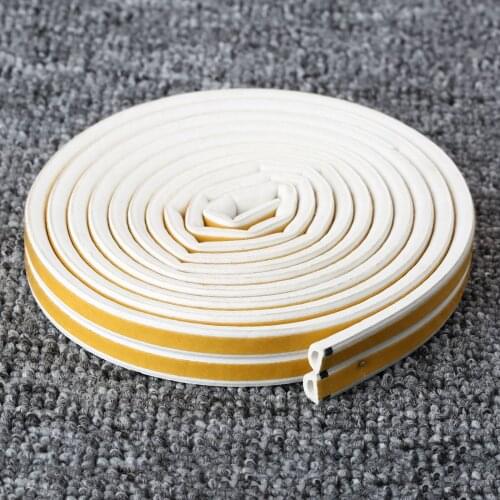 2Pcs 2.5M D-type Car Door Window Selfadhesive Weather Tape Draught Excluder Strip Silicone Rubber Sealing Strip Sound Insulation