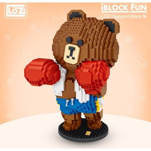 LOZ small particles assembled building block model boxing bear sports fitness bear cartoon Assembly Toys Children Educational
