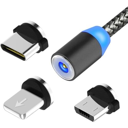 SNGOAM LED Magnetic USB Cable Magnet Charger Micro USB Type C Cable for iPhone 12 11 X Xs Max for Samsung Xiaomi USB C Android