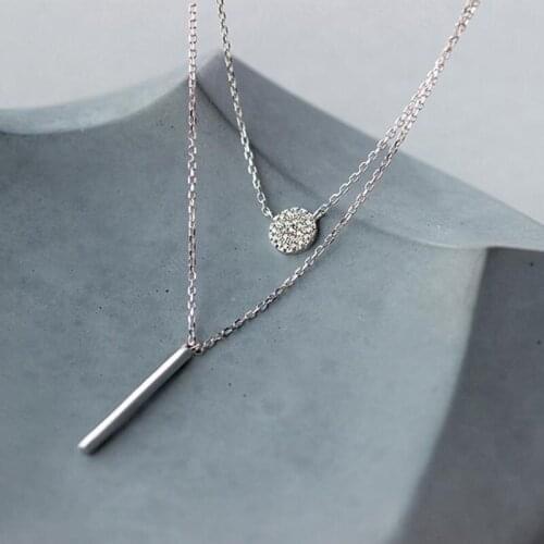 925 Silver Layered Necklace Choker Kolye Charm Minimalism Coins Pendant Vintage Boho Bijoux Femme Collier Necklace Women Jewelry