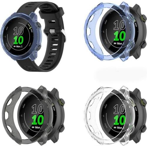 TPU Soft Edge Shell Glass Screen Protector Film Case Frame For Garmin Forerunner 158/55 Fr158 Fr55 Watch Protective Bumper Cover