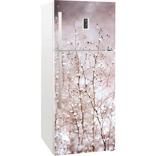 Fridge Sticker Snow Tree Branch Refrigerator Dishwasher Door Cover Kitchen Home Decoration Accessories Modern 3d Wall Stickers