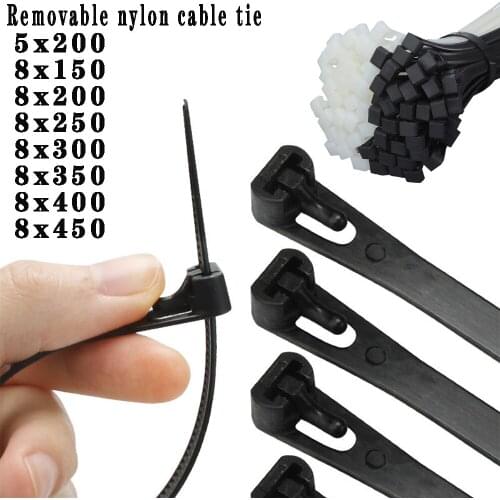 30PCS retractable nylon cable tie, reusable nylon cable tie, self-locking plastic fixed nylon cable tie