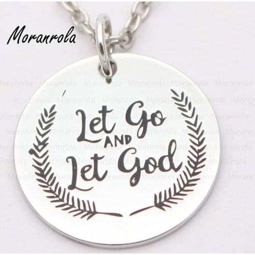 New arried "Let go and let God "Copper necklace Keychain charm ,Christian keychain, faith neklace affirmation religious charm