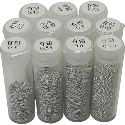 2pcs/lot 25K Leaded BGA Reballing Solder Balls 0.2mm 0.25mm 0.3/0.35/0.4/0.45/0.5/0.55/0.6/0.65mm