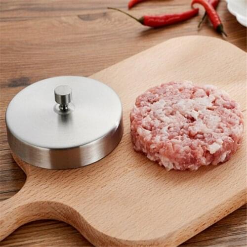 Stainless Steel Hamburger Patties Mold Maker Hand Operated Burger Press Kitchen Accessories Cooking Tools Silver Color YL896376