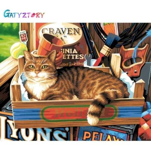 GATYZTORY 60x75cm Paint By Numbers For Adults Cat Picture On Canvas Animal Coloring By Numbers Home Decor Acrylic paints
