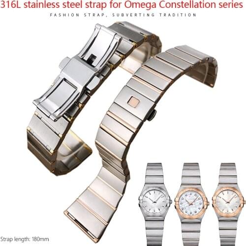 18mm 23mm 25mm High Quality Stainless Steel Bamboo Watch Bands Folding Buckle Watch Strap for Omega CONSTELLATION Men Bracelet