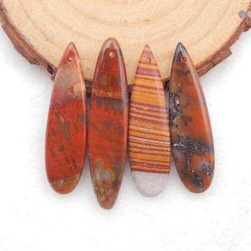 Hot Sale Wonder Stone, Red River Jasper And Picture Agate Gemstone Earring Bead, 40X9X4MM,35X10X3MM,11.5G