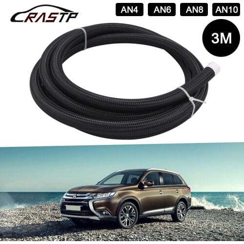 3Meter AN8 AN10 Nylon Braided Stainless Steel Hose Line Racing Hose Fuel Line Car Oil Cooler Pipe Black Fuel Supply RS-HR016-3M