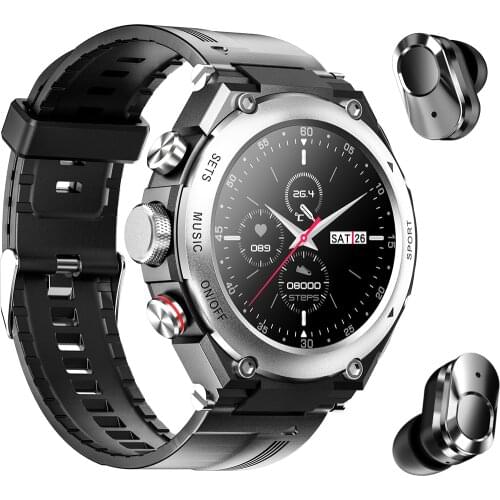 New T92 Smart Watch Bracelet 2 in 1 TWS Wireless Earbuds 1.28Inch Heart Rate Blood Pressure Sports Waterproof Smartwatch